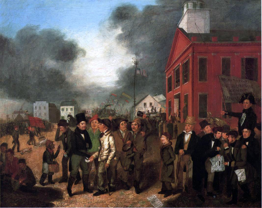  Thomas Mickell Burnham First State Election, Michigan, 1837 - Hand Painted Oil Painting