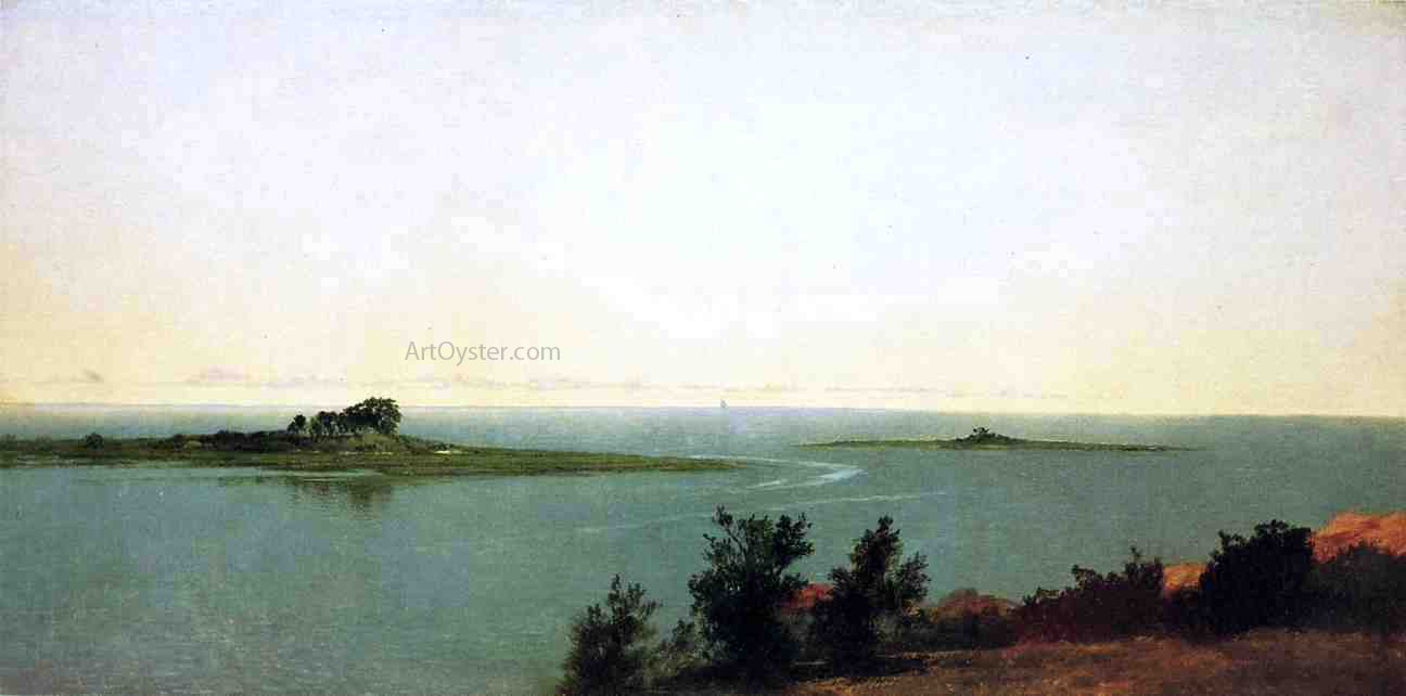 John Frederick Kensett Fish Island from Kensetts Studio on Contentment Island - Hand Painted Oil Painting