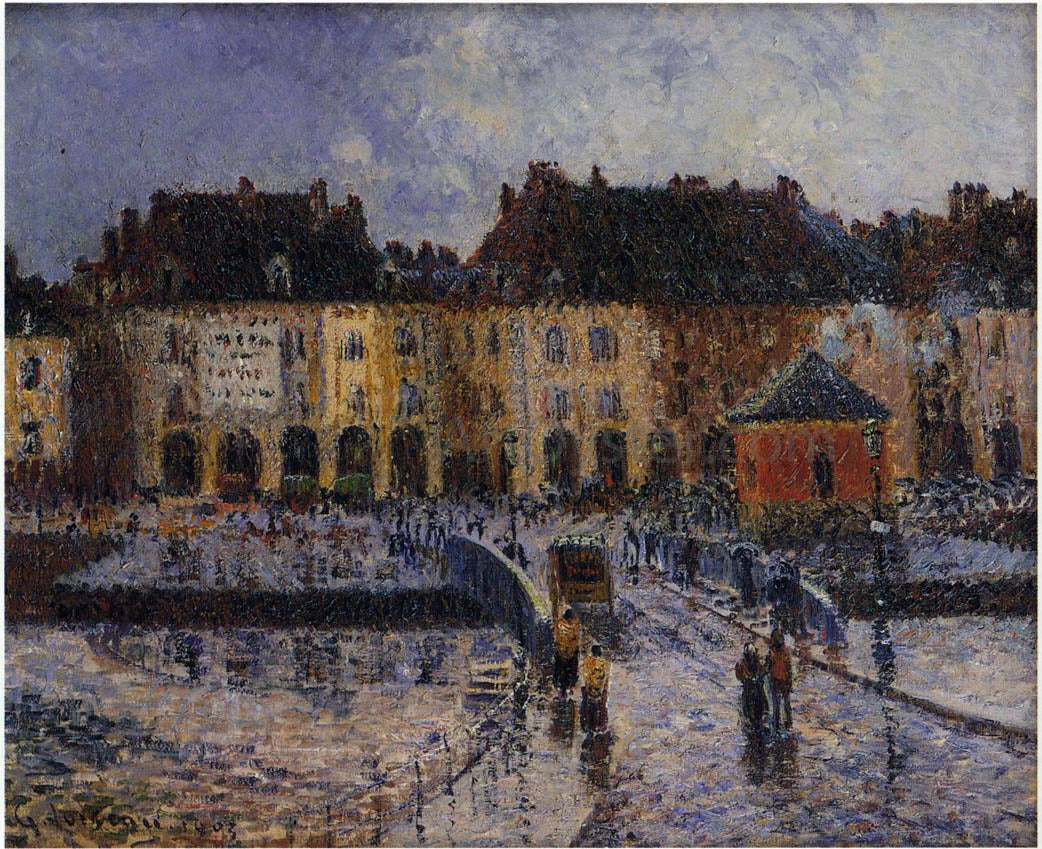 Gustave Loiseau Fish Market at the Port of Dieppe - Hand Painted Oil Painting