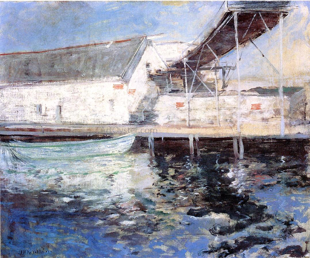 John Twachtman Fish Sheds, Gloucester, Massachusetts - Hand Painted Oil Painting