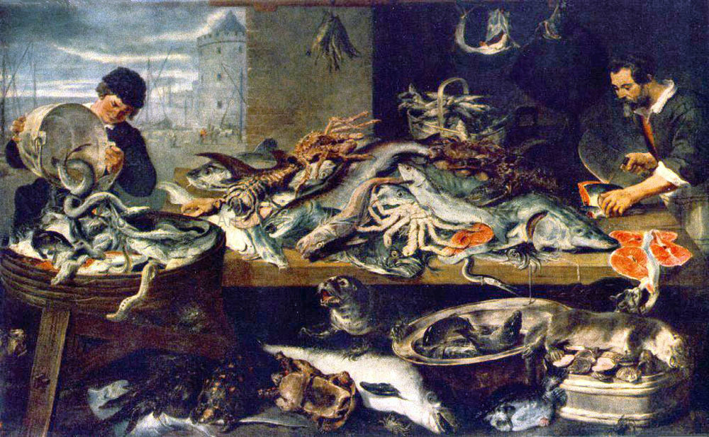Frans Snyders Fish Shop - Hand Painted Oil Painting