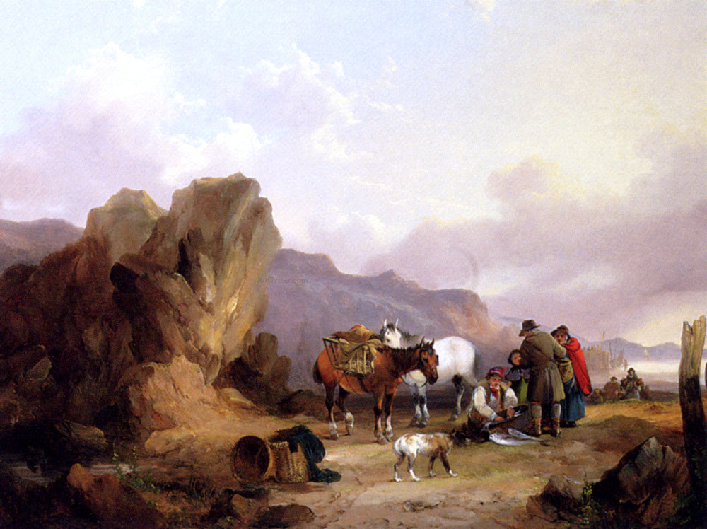 Senior William Shayer Fisherfolk Sorting The Catch - Hand Painted Oil Painting