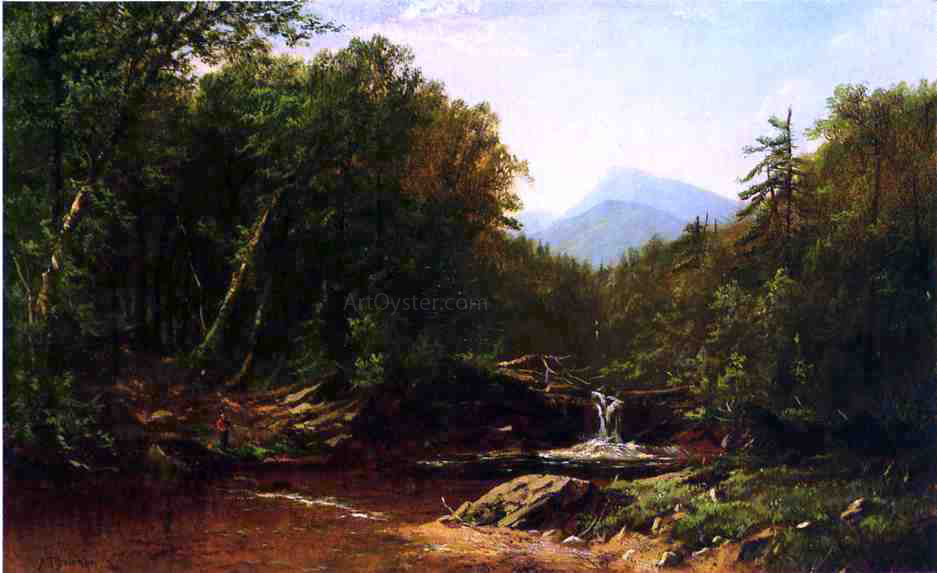 Alfred Thompson Bricher Fisherman by a Mountain Stream - Hand Painted Oil Painting