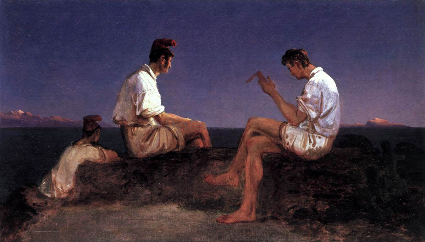 Carl Blechen Fishermen at the Gulf of Naples - Hand Painted Oil Painting