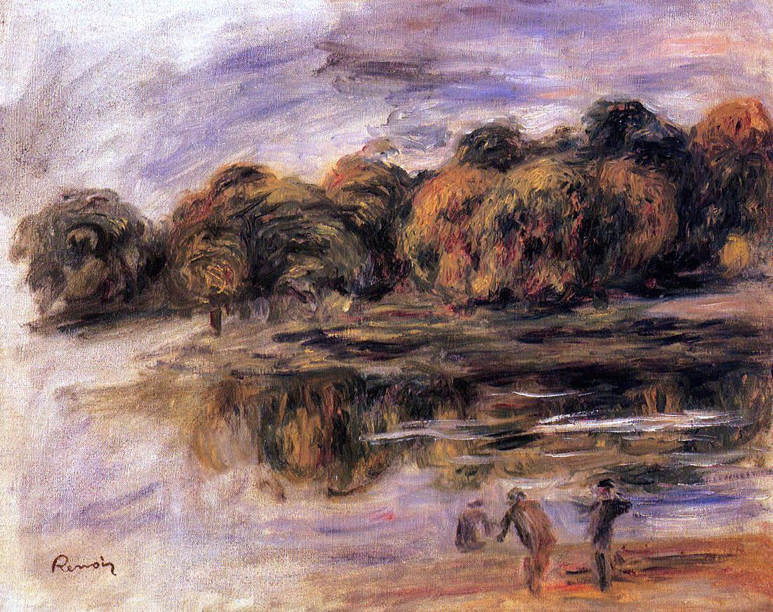 Pierre Auguste Renoir Fishermen by a Lake - Hand Painted Oil Painting