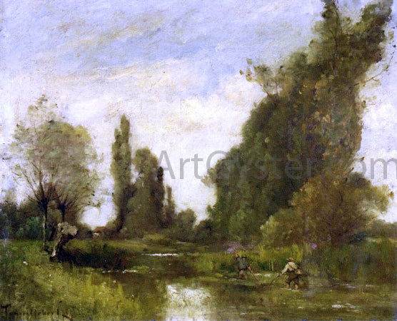 Paul Desire Trouillebert Fishermen by a Pool - Hand Painted Oil Painting