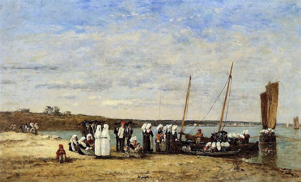 Eugene-Louis Boudin Fishermen of Kerhor Receiving a Blessing at Plougastel - Hand Painted Oil Painting