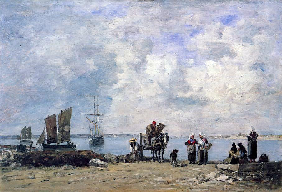 Eugene-Louis Boudin Fishermen's Wives at the Seaside - Hand Painted Oil Painting