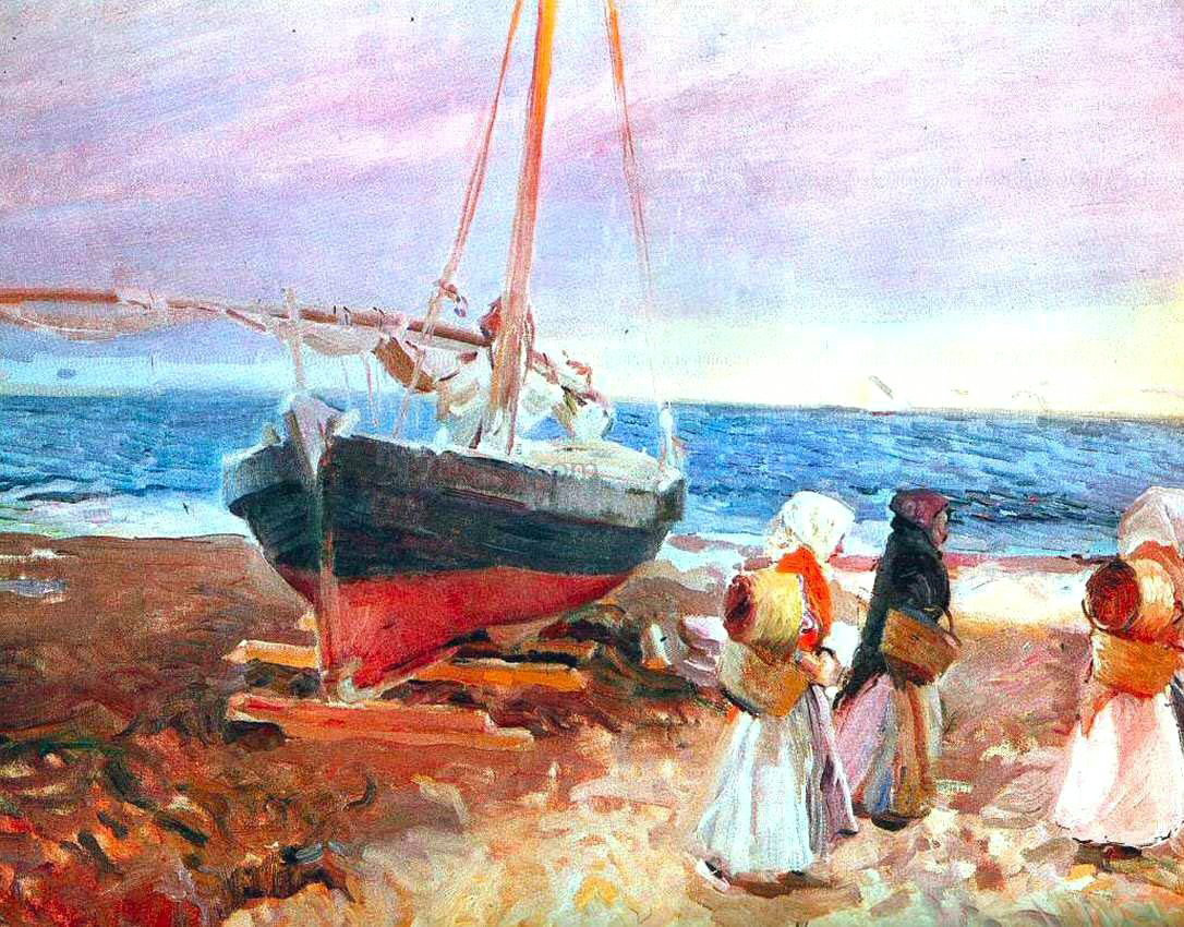 Joaquin Sorolla Y Bastida Fisherwomen on the Beach, Valencia - Hand Painted Oil Painting
