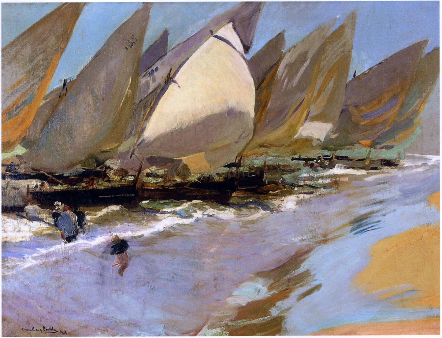 Joaquin Sorolla Y Bastida Fishing Boats - Hand Painted Oil Painting