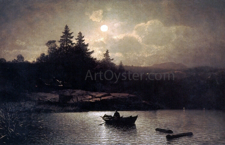 Sophus Jacobsen Fishing by Moonlight - Hand Painted Oil Painting