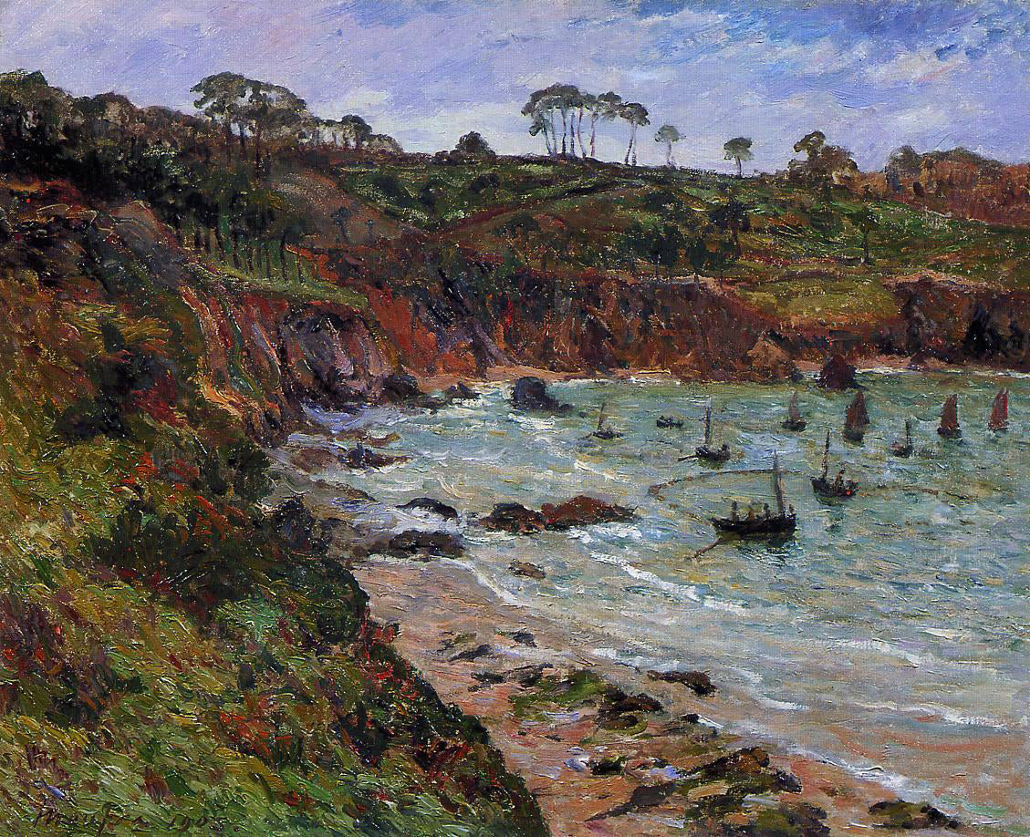 Maxime Maufra Fishing for Sprats in Winter at Douarnenez - Hand Painted Oil Painting