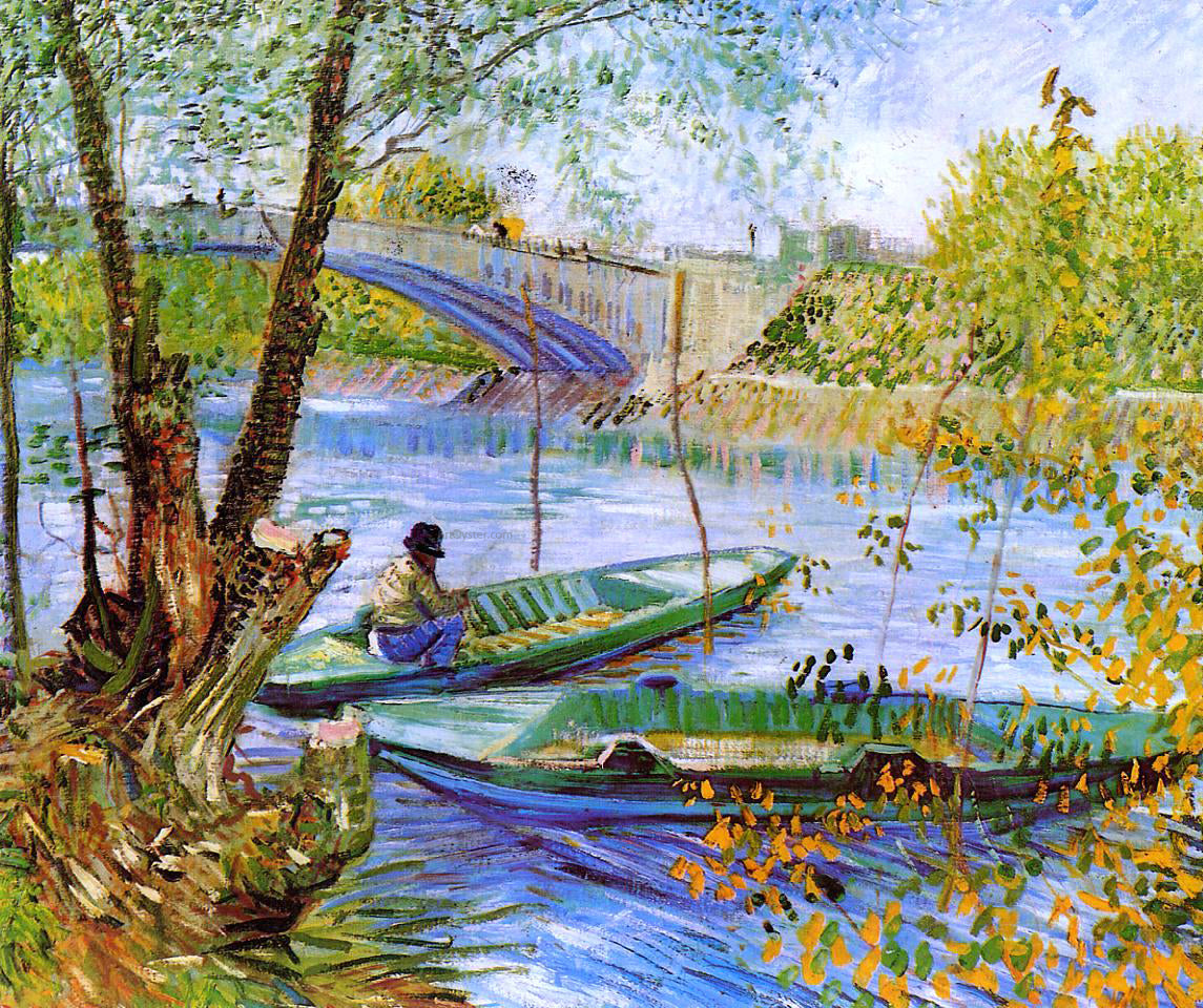 Vincent Van Gogh Fishing in the Spring, Pont de Clichy - Hand Painted Oil Painting