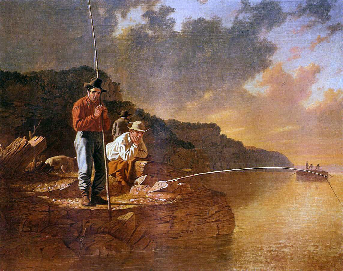 George Caleb Bingham Fishing on the Mississippi - Hand Painted Oil Painting