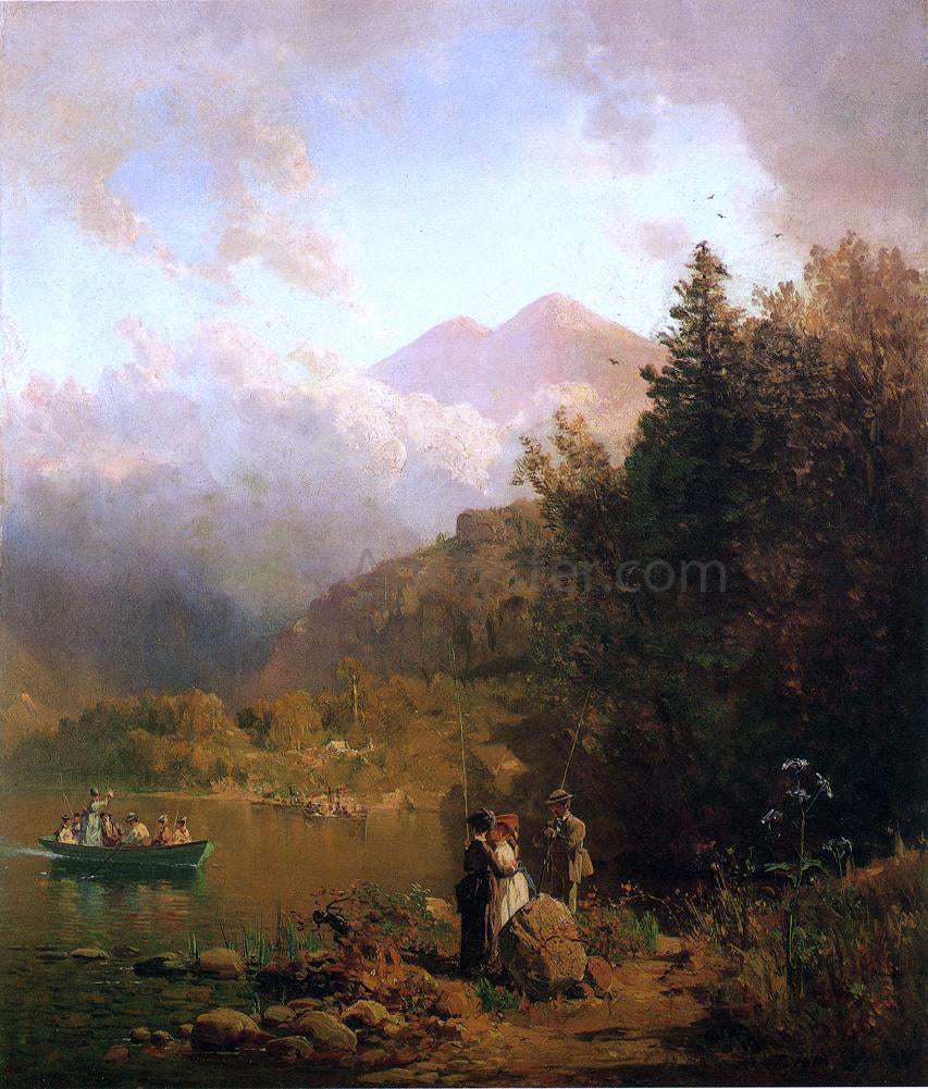 Thomas Hill Fishing Party in the Mountains - Hand Painted Oil Painting