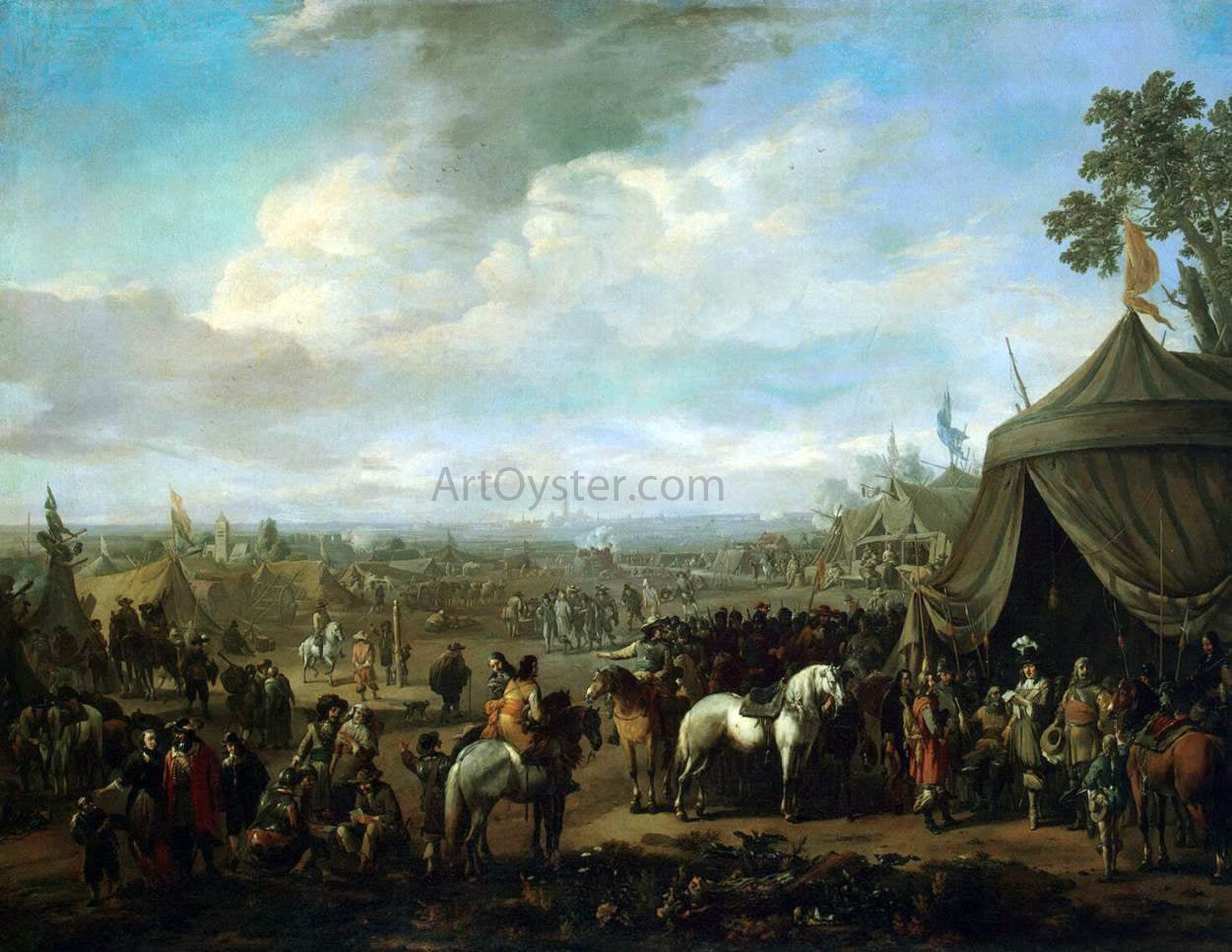 Johannes Lingelbach Flemish Town Sieged by the Spanish Soldiers - Hand Painted Oil Painting