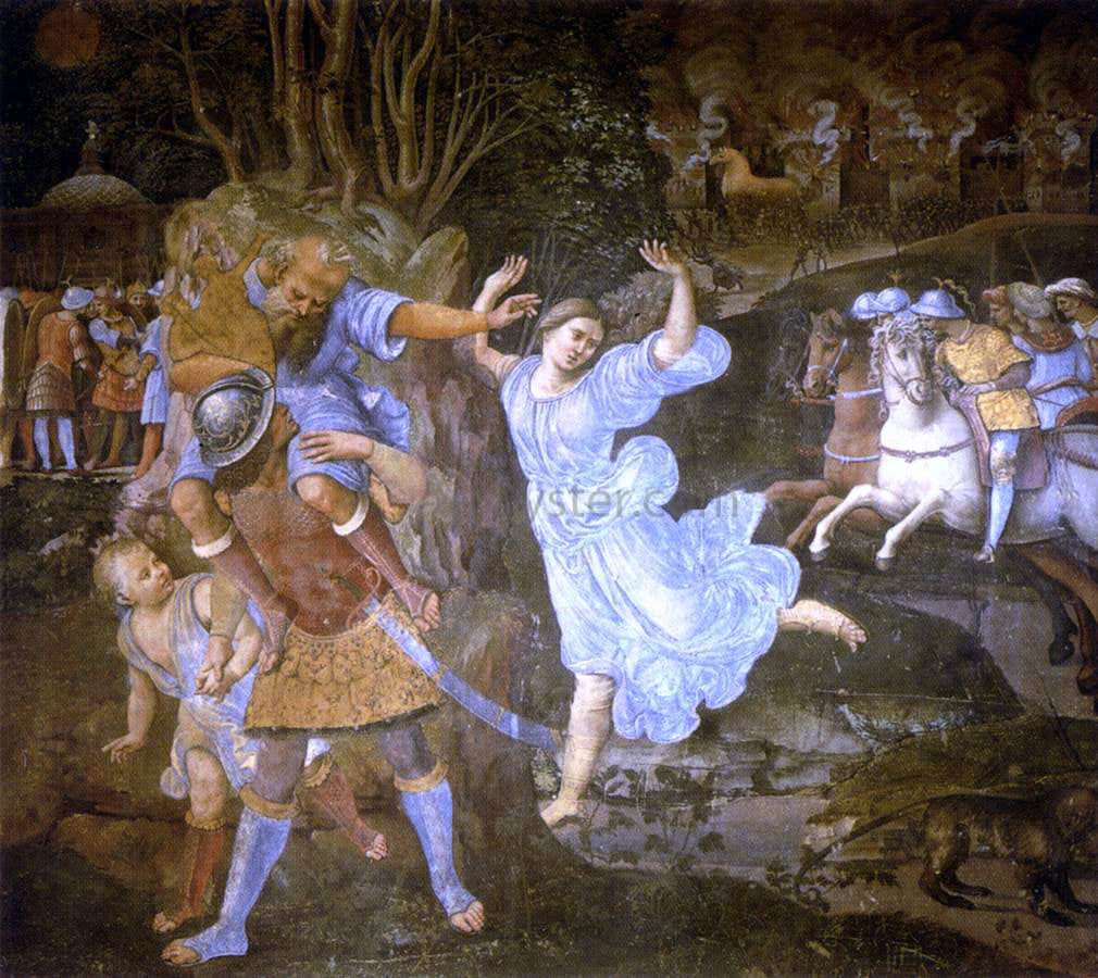 Girolamo Genga Flight of Aeneas from Troy - Hand Painted Oil Painting