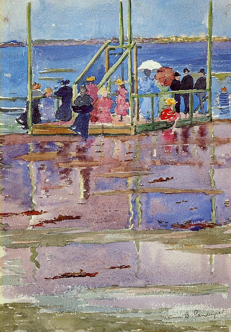Maurice Prendergast Float at Low Tide, Revere Beach (also known as People at the Beach) - Hand Painted Oil Painting