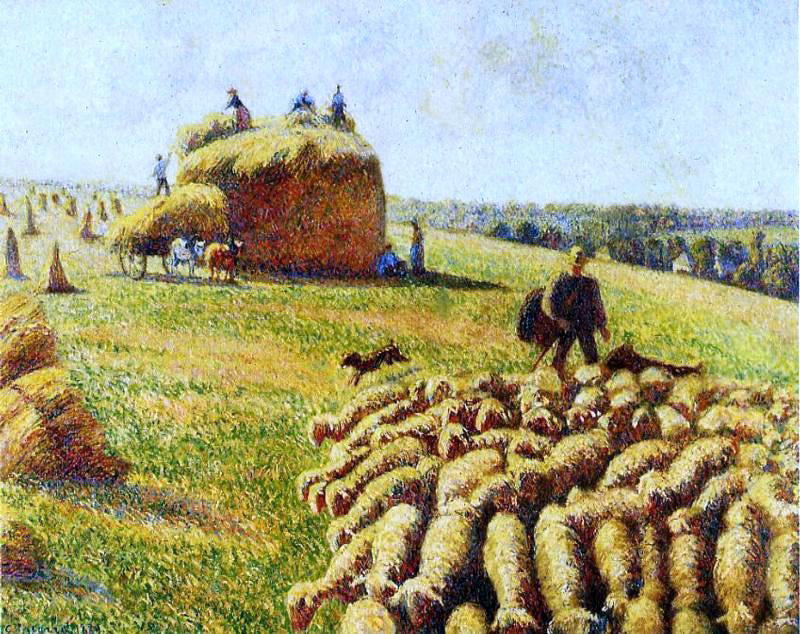 Camille Pissarro Flock of Sheep in a Field After the Harvest - Hand Painted Oil Painting