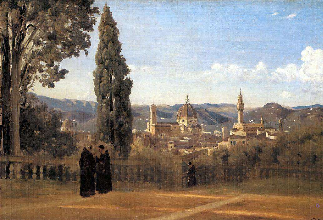 Jean-Baptiste-Camille Corot Florence - The Boboli Gardens - Hand Painted Oil Painting