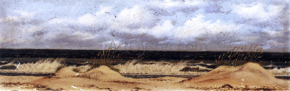 William Aiken Walker Florida Beach Scene with Sand Dunes, Sea Oats and Surf - Hand Painted Oil Painting