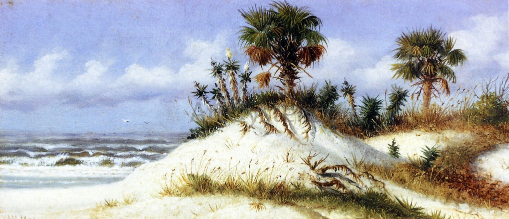 William Aiken Walker Florida Sand Dunes with Two Palm Trees - Hand Painted Oil Painting