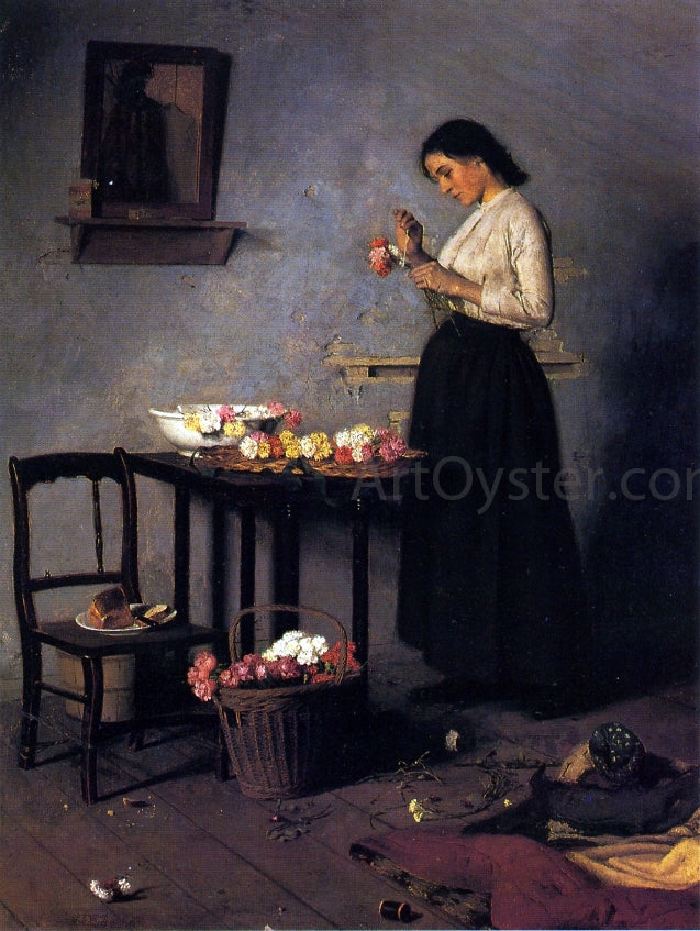 James Longacre Wood Flower Girl - Hand Painted Oil Painting