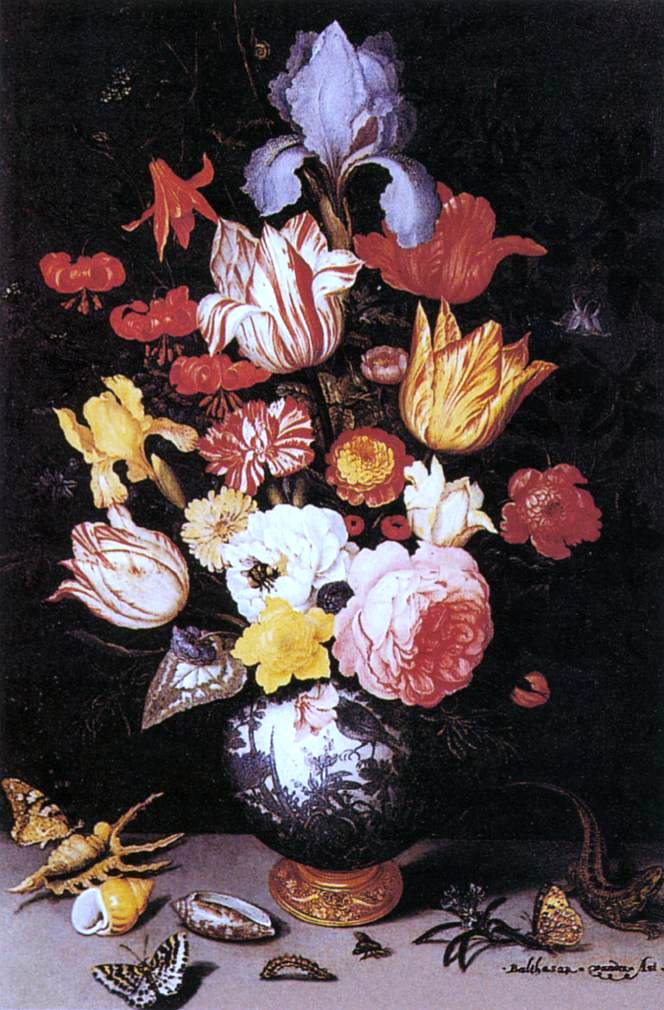 Balthasar Van der Ast Flower Still-Life with Shell and Insects - Hand Painted Oil Painting