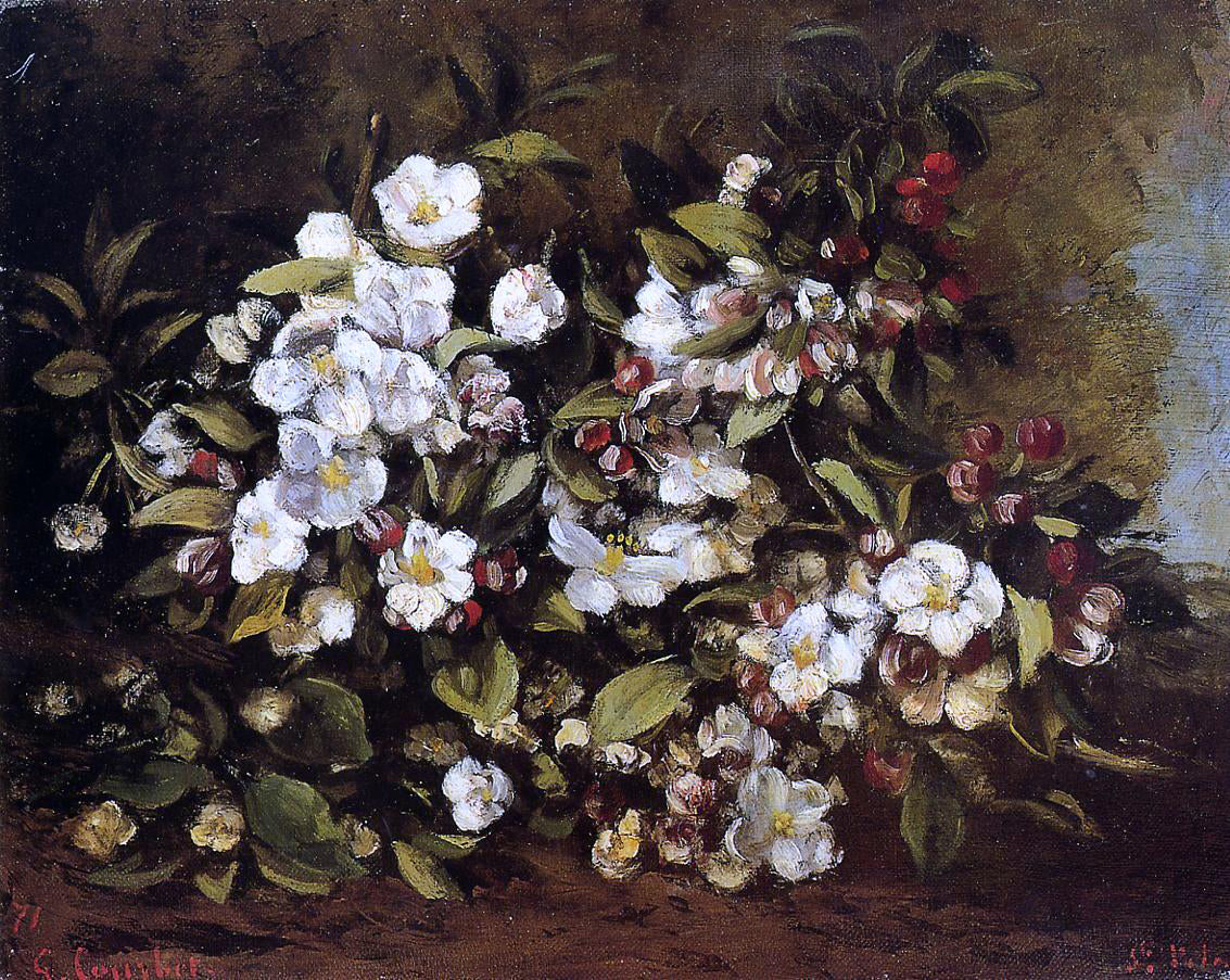 Gustave Courbet Flowering Apple Tree Branch - Hand Painted Oil Painting
