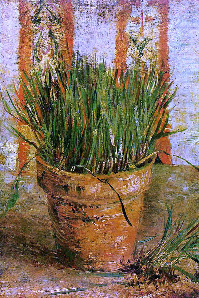 Vincent Van Gogh Flowerpot with Chives - Hand Painted Oil Painting