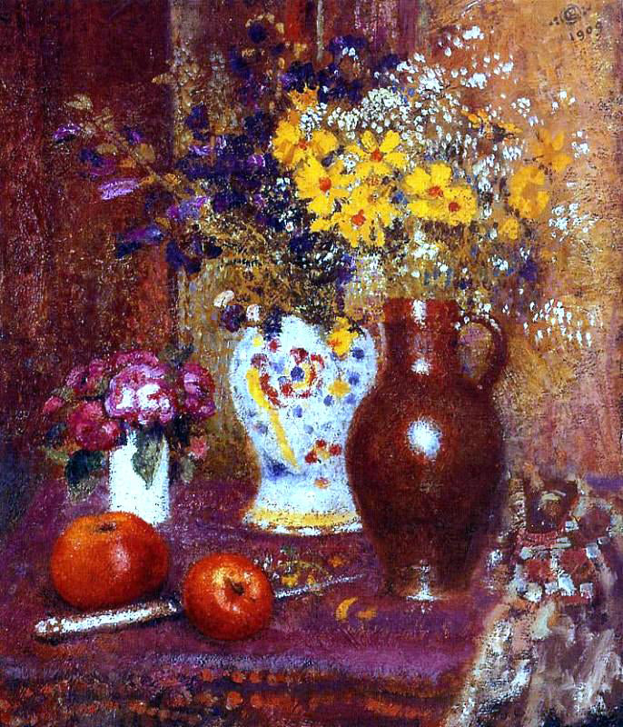 Georges Lemmen Flowers and Apples - Hand Painted Oil Painting