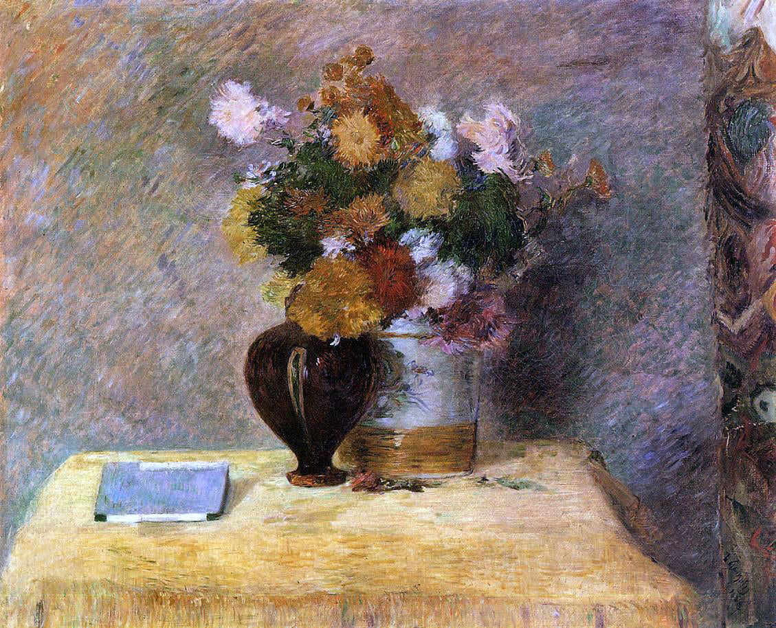 Paul Gauguin Flowers and Japanese Book - Hand Painted Oil Painting