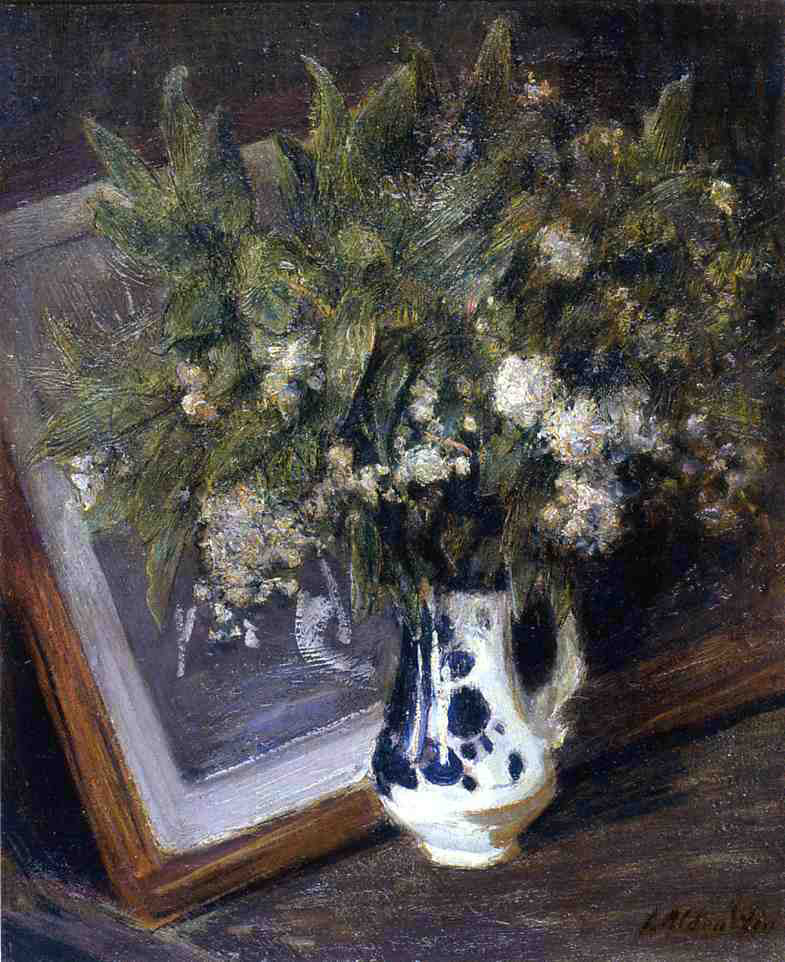 Julian Alden Weir Flowers in a Delft Jug - Hand Painted Oil Painting
