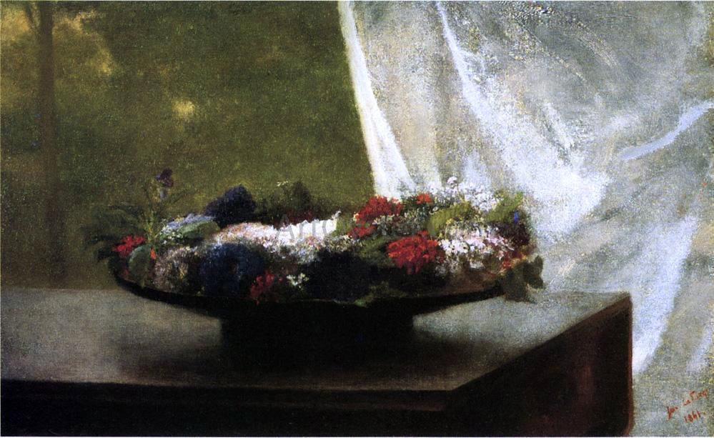 John La Farge Flowers in a Lacquer Bowl - Hand Painted Oil Painting