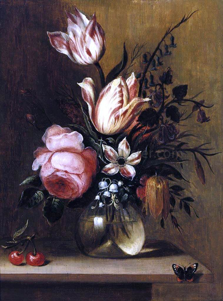 Hans Bollongier Flowers in a Vase - Hand Painted Oil Painting
