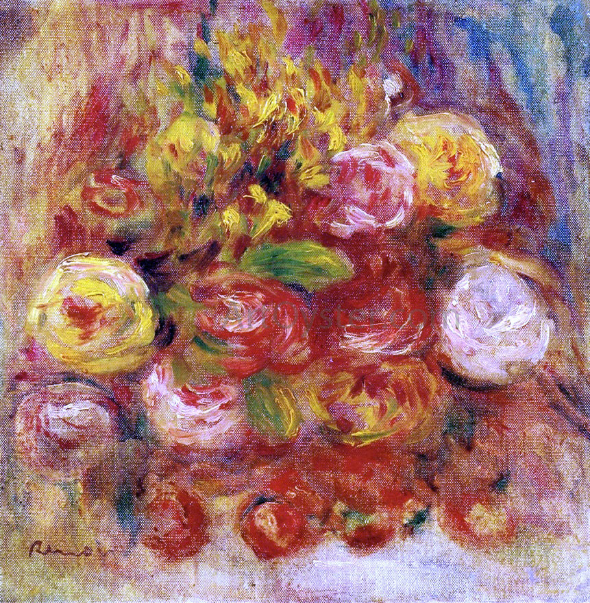 Pierre Auguste Renoir Flowers in a Vase with Blue Decoration - Hand Painted Oil Painting