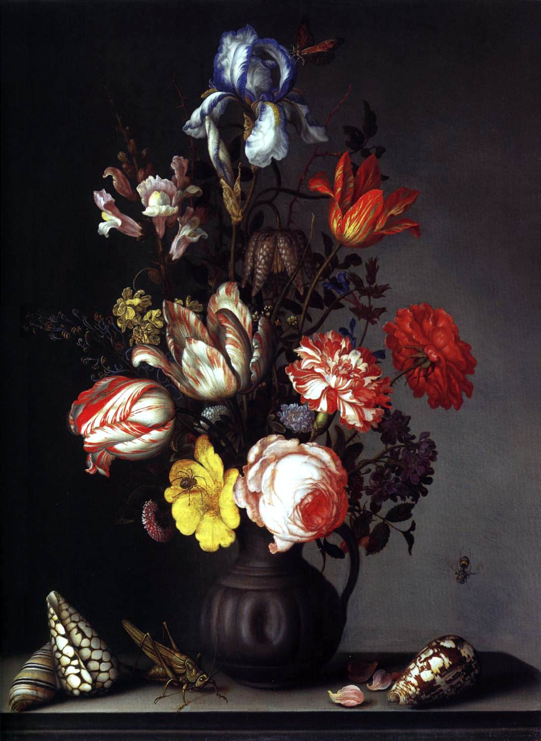 Balthasar Van der Ast Flowers in a Vase with Shells and Insects - Hand Painted Oil Painting