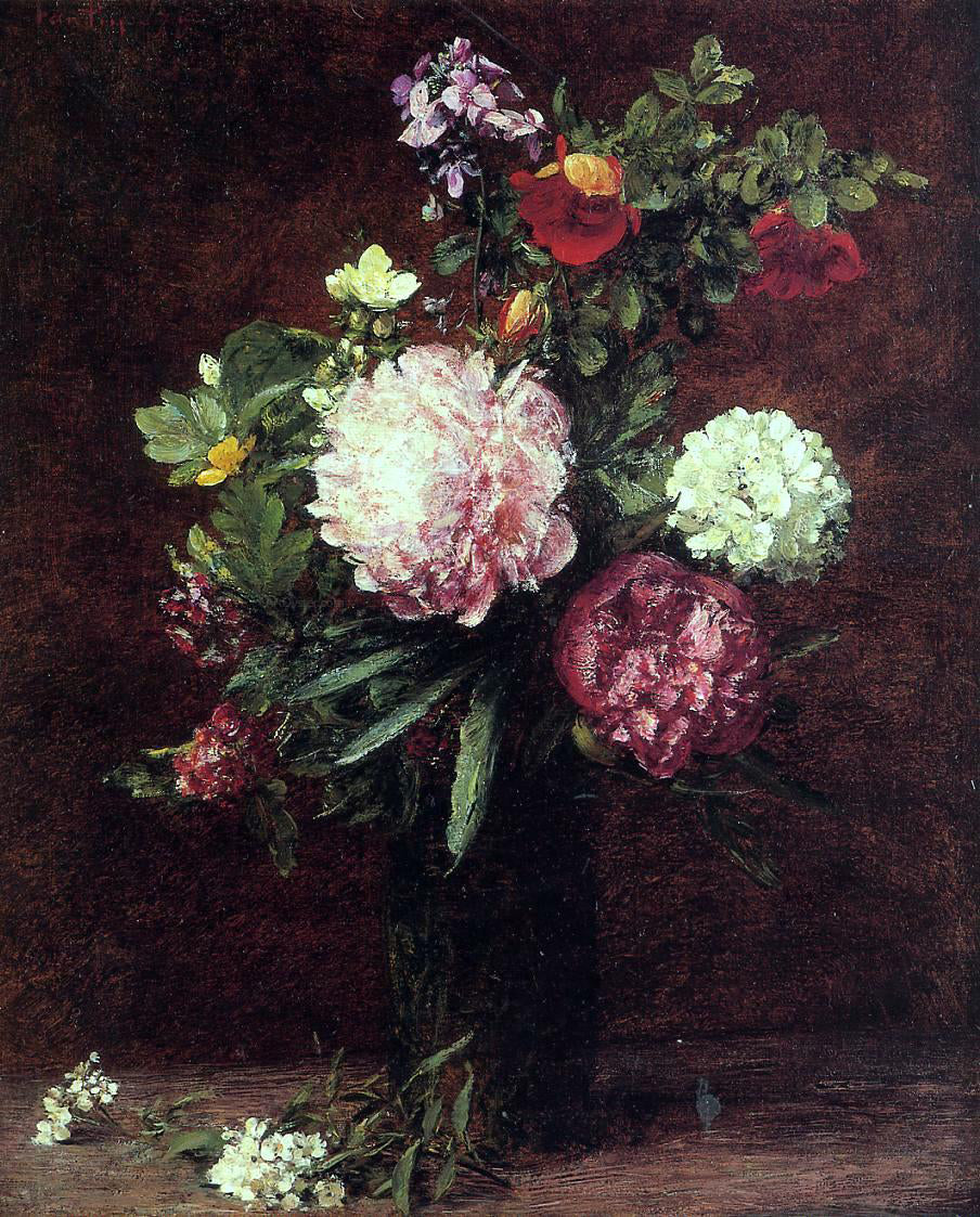 Henri Fantin-Latour Flowers, Large Bouquet with Three Peonies - Hand Painted Oil Painting
