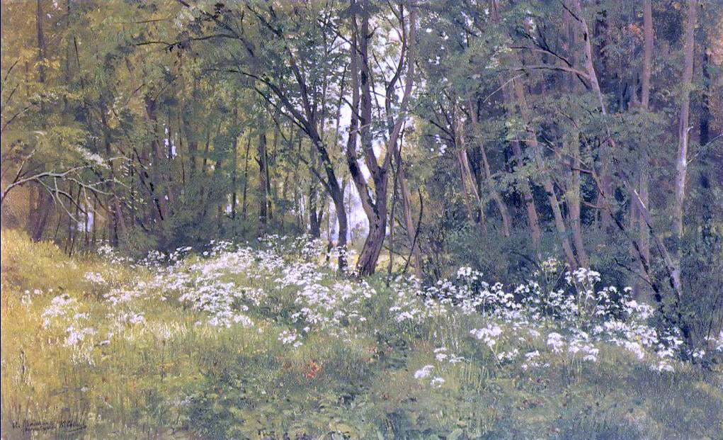 Ivan Ivanovich Shishkin Flowers on an Edge of a Wood - Hand Painted Oil Painting