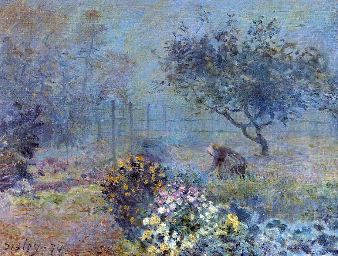  Alfred Sisley Foggy Morning, Voisins - Hand Painted Oil Painting