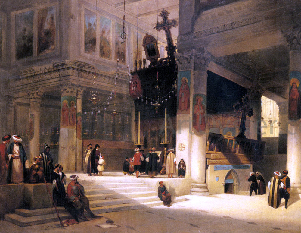Fabius Germain Brest Followers Inside An Eastern Church - Hand Painted Oil Painting