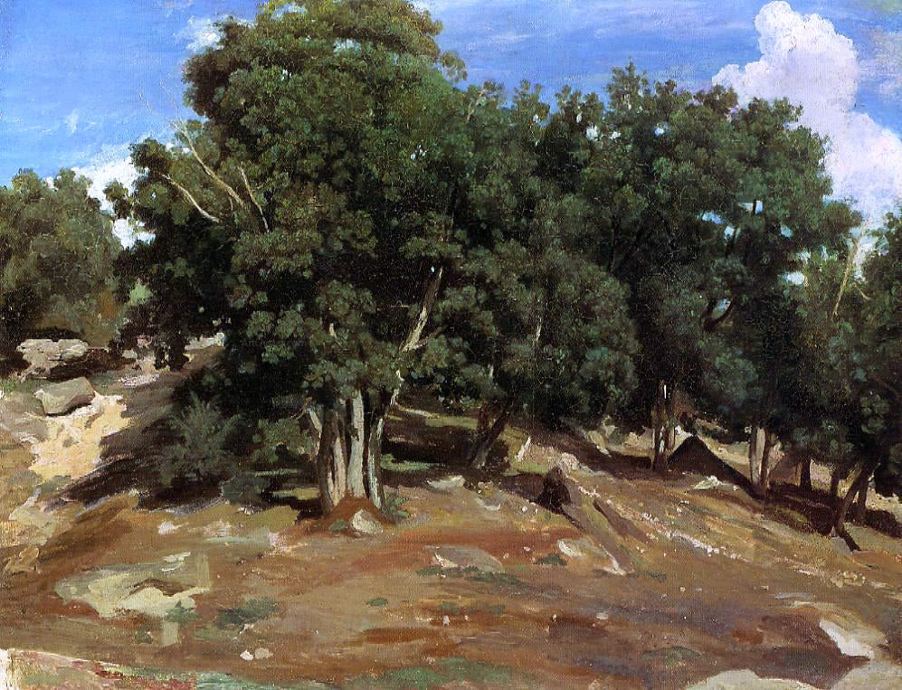 Jean-Baptiste-Camille Corot Fontainebleau - Black Oaks of Bas-Breau - Hand Painted Oil Painting