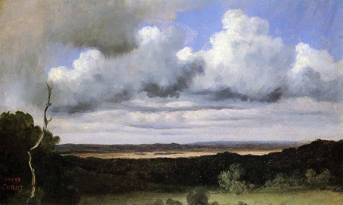 Jean-Baptiste-Camille Corot Fontainebleau, Storm over the Plains - Hand Painted Oil Painting
