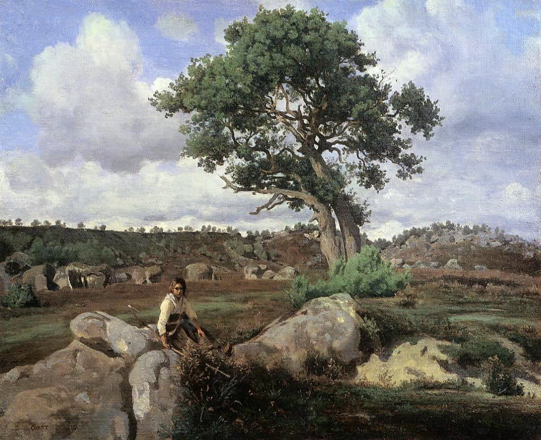 Jean-Baptiste-Camille Corot Fontainebleau, 'The Raging One' - Hand Painted Oil Painting