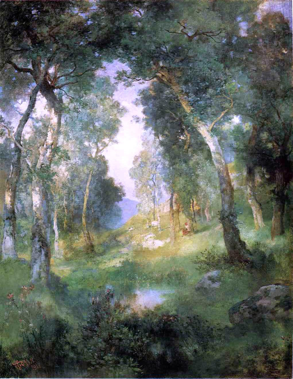 Julius LeBlanc Stewart A Forest Glade, Santa Barbara - Hand Painted Oil Painting