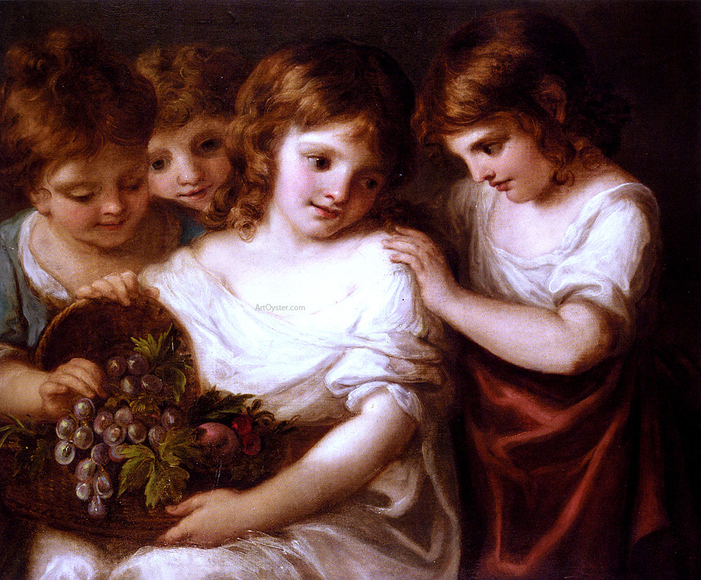  Angelica Kauffmann Four Children With A Basket Of Fruit - Hand Painted Oil Painting