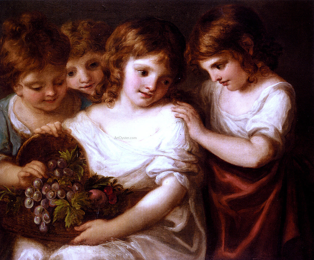 Angelica Kauffmann Four Children With A Basket Of Fruit - Hand Painted Oil Painting
