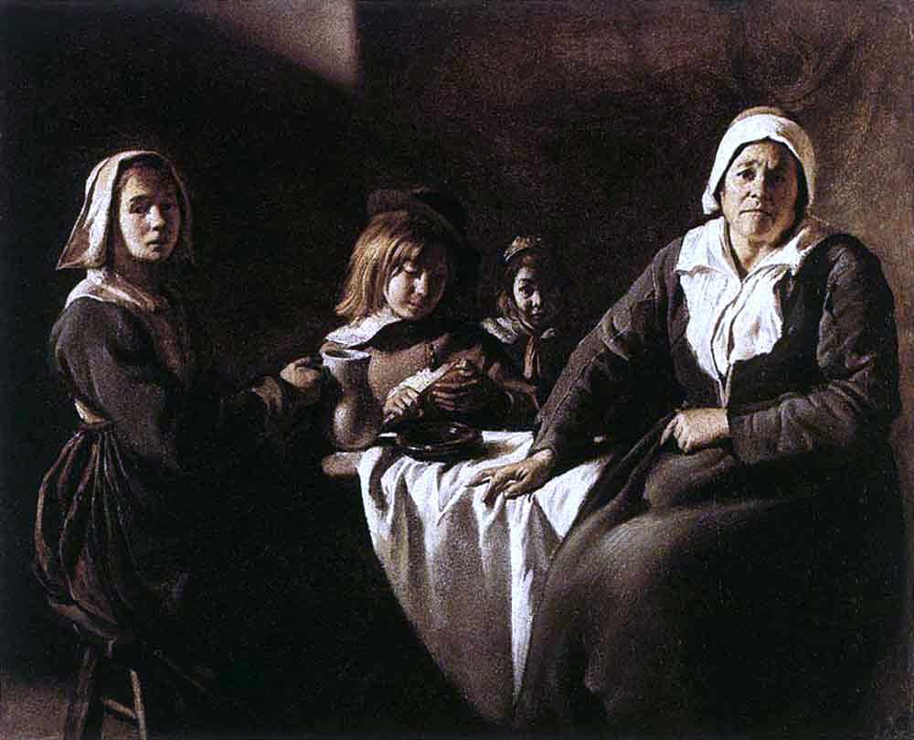 Louis Le Nain Four Figures at Table - Hand Painted Oil Painting