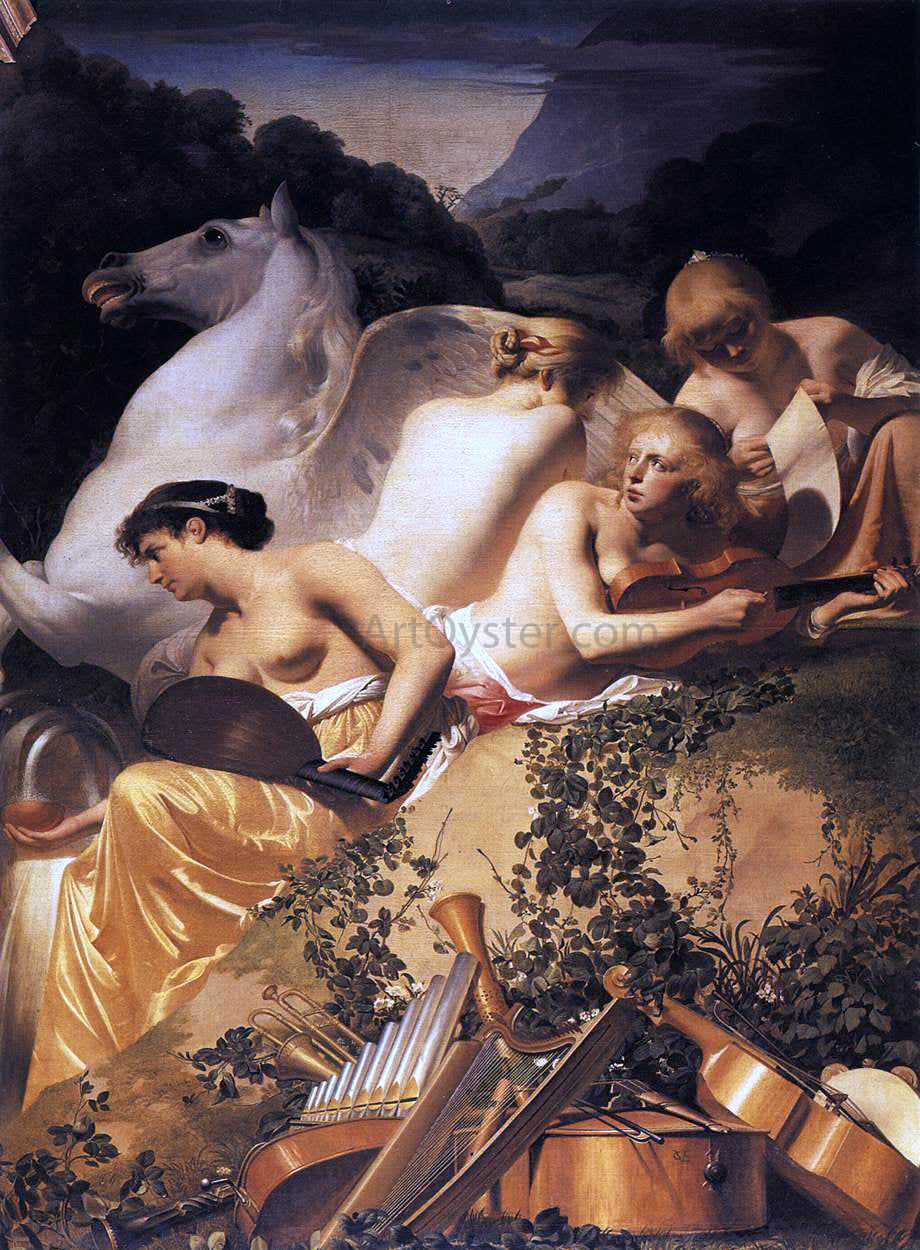 Caesar Van Everdingen Four Muses and Pegasus on Parnassus - Hand Painted Oil Painting
