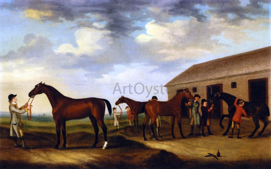 Francis Sartorius Four Racehorses Outside the Rubbing Down House, Newmarket - Hand Painted Oil Painting